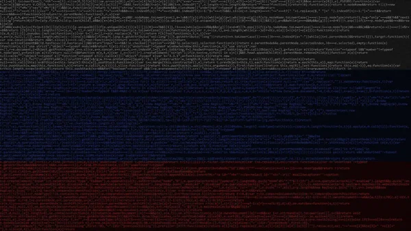 소스 코드를 러시아의 국기. 러시아 디지털 기술 이나 프로그래밍 관련 3d 렌더링 — 스톡 사진