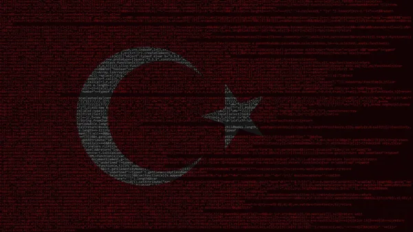 Código fuente y bandera de Turquía. Tecnología digital turca o representación 3D relacionada con la programación —  Fotos de Stock