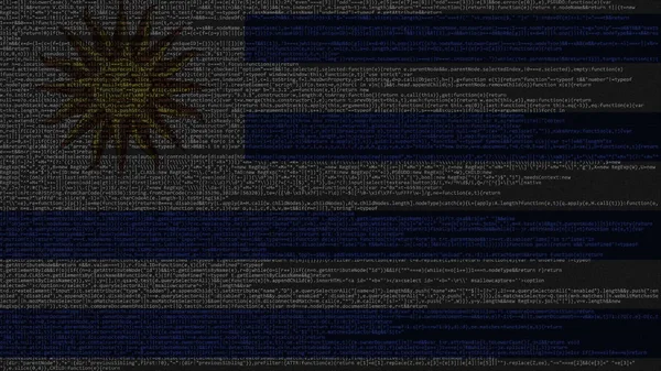 Broncode en vlag van Uruguay. Uruguayaanse digitale technologie of programmering gerelateerde 3D-rendering — Stockfoto