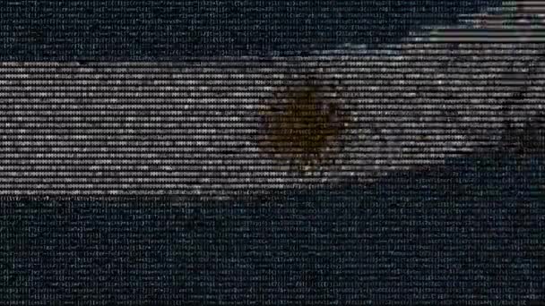 Κυματίζει Σημαία Φτιαγμένοι Από Σύμβολα Στην Οθόνη Του Υπολογιστή — Αρχείο Βίντεο