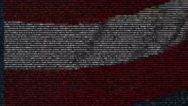 Vlag van Oostenrijk zwaaien gemaakt van tekstsymbolen op een computerscherm. Conceptuele loopbare animatie — Stockvideo