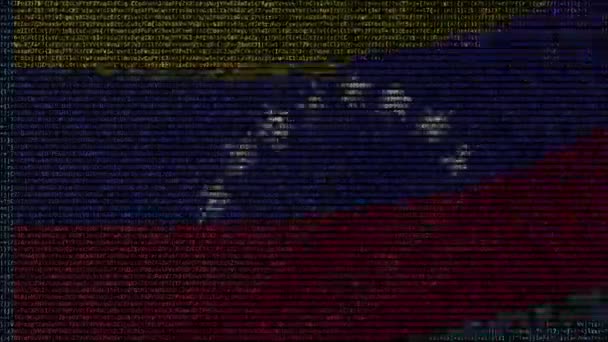 Bandera ondeante de Venezuela hecha de símbolos de texto en una pantalla de computadora. Animación conceptual loopable — Vídeos de Stock