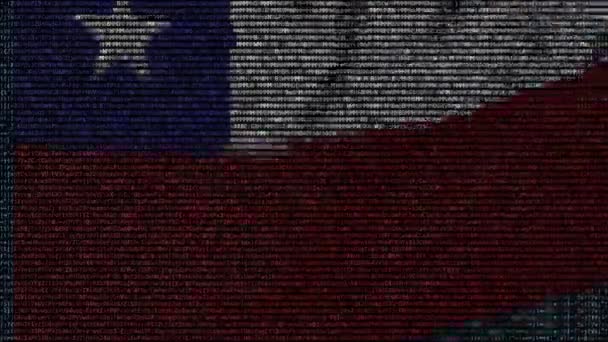 Bandeira ondulante do Chile feita de símbolos de texto em uma tela de computador. Animação conceitual loopable — Vídeo de Stock