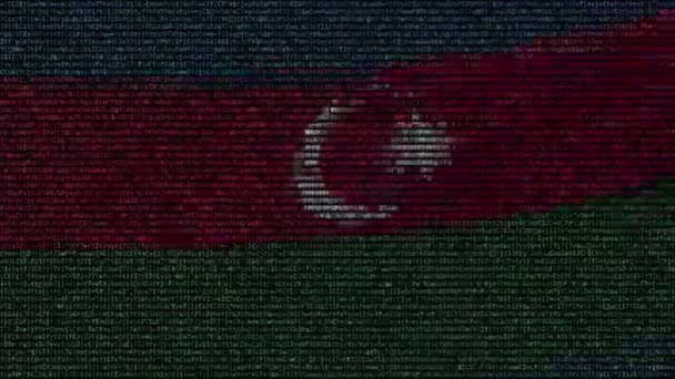 Κυματίζει σημαία του Αζερμπαϊτζάν φτιαγμένοι από σύμβολα κείμενο στην οθόνη του υπολογιστή. Εννοιολογική loopable κινούμενα σχέδια — Αρχείο Βίντεο