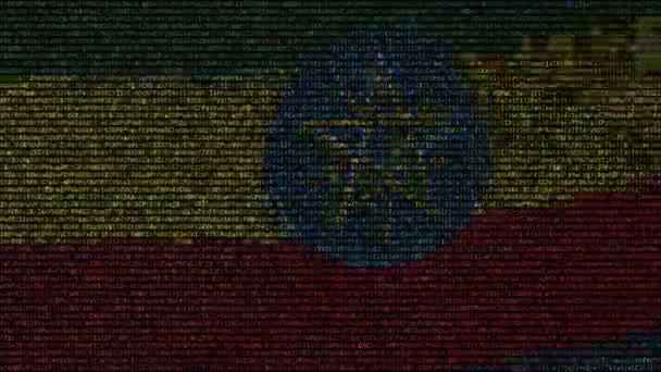 Vlag van Ethiopië zwaaien gemaakt van tekstsymbolen op een computerscherm. Conceptuele loopbare animatie — Stockvideo