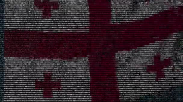Waving flag of Georgia made of text symbols on a computer screen. Conceptual loopable animation — Stock Video