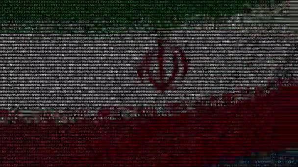 Iran bayrağı sallayarak metin sembolleri bir bilgisayar ekranında yapılmış. Kavramsal loopable animasyon — Stok video