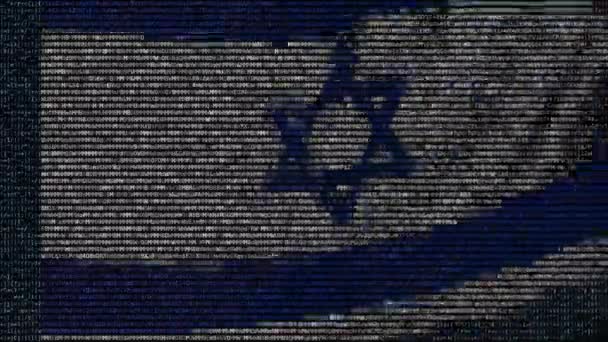 Acenando bandeira de Israel feita de símbolos de texto em uma tela de computador. Animação conceitual loopable — Vídeo de Stock