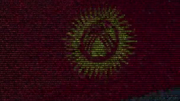 Waving flag of Kyrgyzstan made of text symbols on a computer screen. Conceptual loopable animation — Stock Video