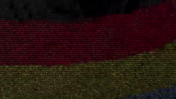 Mávání vlajkou Německa vyrobené z textové symboly na obrazovce počítače. Koncepční loopable animace — Stock video