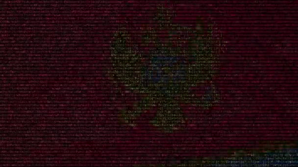 Viftande flagga Montenegro gjorde av textsymboler på en datorskärm. Konceptuell loopable animation — Stockvideo