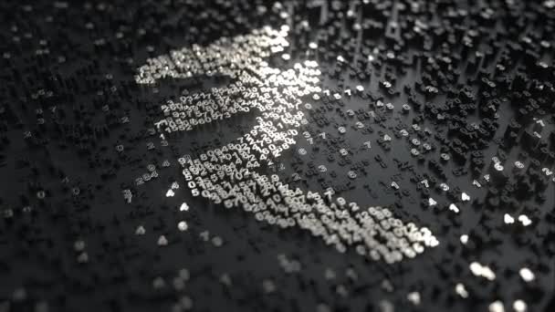 Rupia símbolo hecho de muchos números de cromo. Concepto de tecnologías digitales en economía — Vídeo de stock