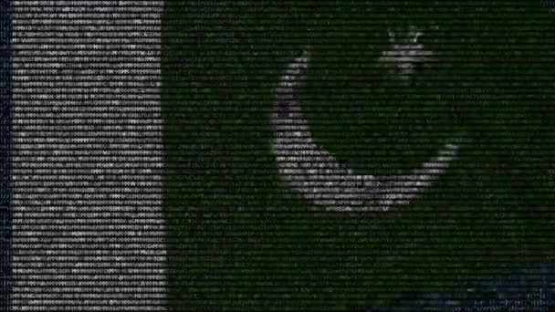 Ondeando la bandera de Pakistán hecha de símbolos de texto en una pantalla de computadora. Animación conceptual loopable — Vídeo de stock