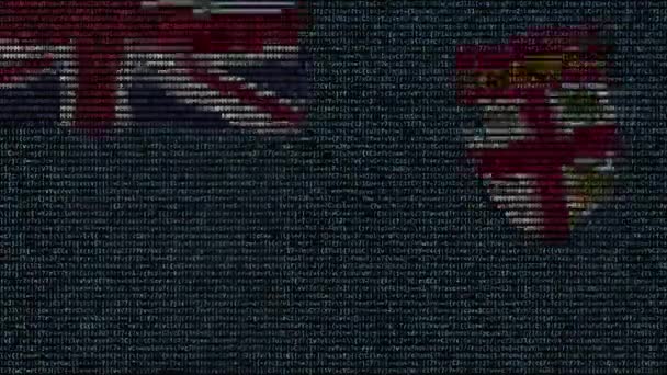 Flagge aus Fidschi schwenkend, die aus Textsymbolen auf einem Computerbildschirm besteht. konzeptionelle Schlupflöcher — Stockvideo