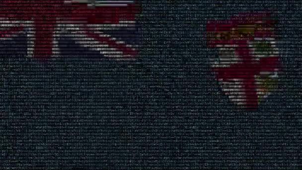 Waving flag of Fiji made of text symbols on a computer screen. Conceptual loopable animation — Stock Video