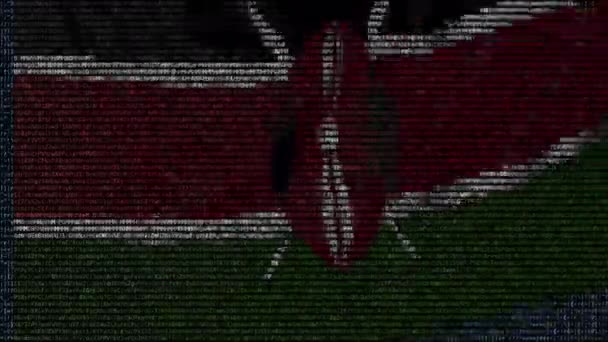 Bandeira ondulante do Quênia feita de símbolos de texto em uma tela de computador. Animação conceitual loopable — Vídeo de Stock