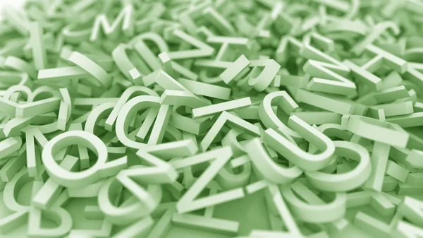 緑の手紙の山。概念 3 d レンダリング — ストック写真