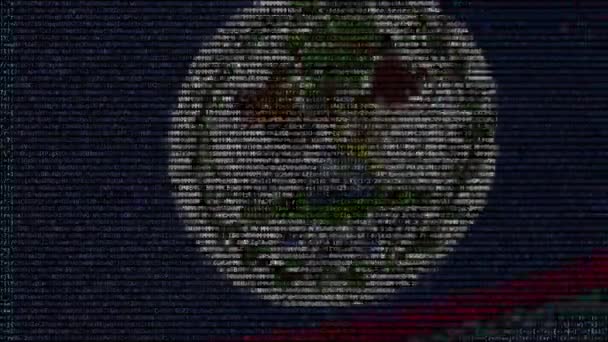 在电脑屏幕上挥舞着用文字符号制作的伯利兹国旗。概念 loopable 动画 — 图库视频影像