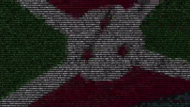 Waving flag of Burundi made of text symbols on a computer screen. Conceptual loopable animation — Stock Video