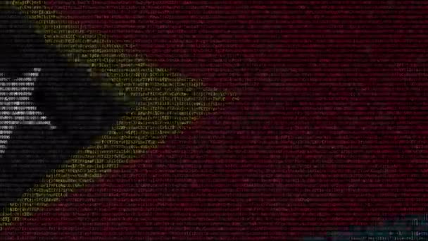 Κυματίζει σημαία του Ανατολικού Τιμόρ φτιαγμένοι από σύμβολα κείμενο στην οθόνη του υπολογιστή. Εννοιολογική loopable κινούμενα σχέδια — Αρχείο Βίντεο