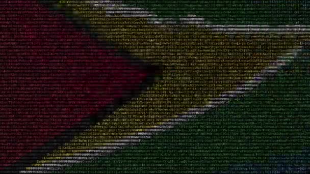 在电脑屏幕上挥舞着由文本符号组成的圭亚那国旗。概念 loopable 动画 — 图库视频影像