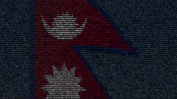 Ondeando la bandera de Nepal hecha de símbolos de texto en una pantalla de computadora. Animación conceptual loopable — Vídeo de stock