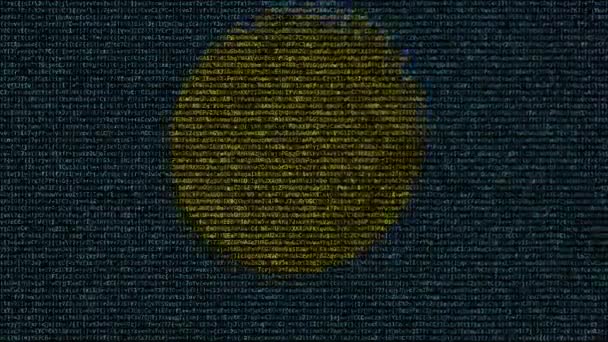 在电脑屏幕上挥舞着由文本符号组成的帕劳国旗。概念 loopable 动画 — 图库视频影像