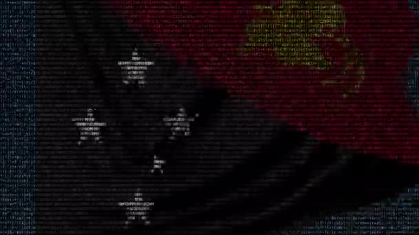 Vlag van Papoea-Nieuw-Guinea zwaaien gemaakt van tekstsymbolen op een computerscherm. Conceptuele loopbare animatie — Stockvideo