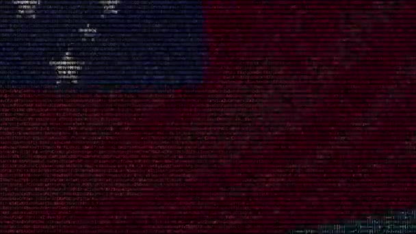 Bandeira ondulante de Samoa feita de símbolos de texto em uma tela do computador. Animação conceitual loopable — Vídeo de Stock