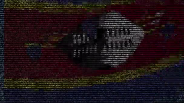 Κυματίζει σημαία της Σουαζιλάνδης φτιαγμένοι από σύμβολα κείμενο στην οθόνη του υπολογιστή. Εννοιολογική loopable κινούμενα σχέδια — Αρχείο Βίντεο
