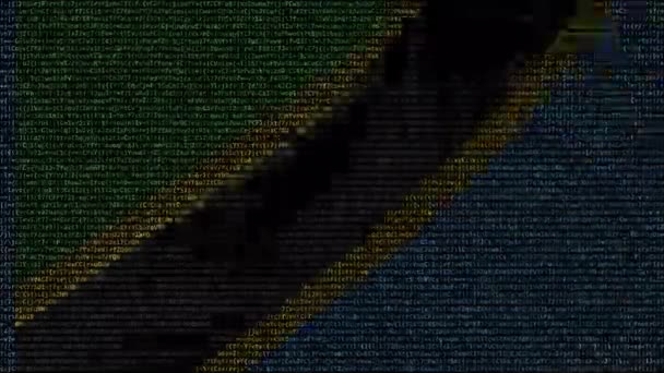 Bandeira ondulada da Tanzânia feita de símbolos de texto em uma tela de computador. Animação conceitual loopable — Vídeo de Stock