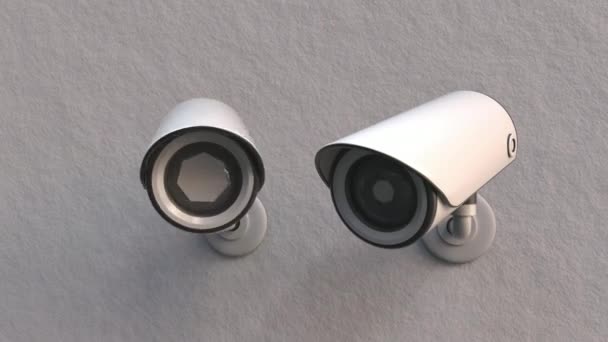 Moving CCTV or video surveillance cameras on the wall — Stock Video