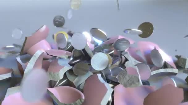 貯金箱のコインを破り 弾丸時間の次元 — ストック動画