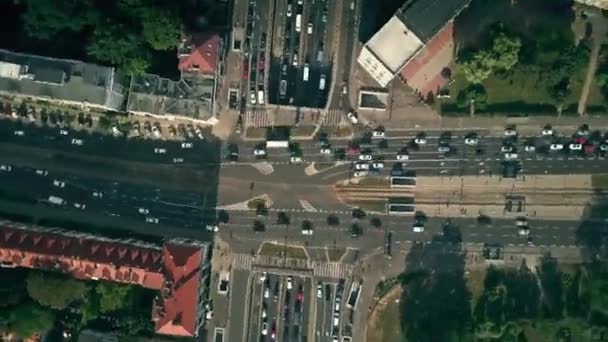 Aéreo Cima Para Baixo Hiperlapso Vista Ruas Movimentadas Cidade — Vídeo de Stock