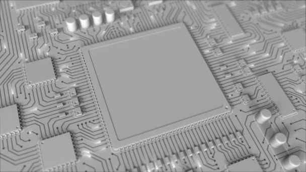 Signals on blank grey PCB or printed circuit board. Conceptual loopable 3D animation — Stock Video