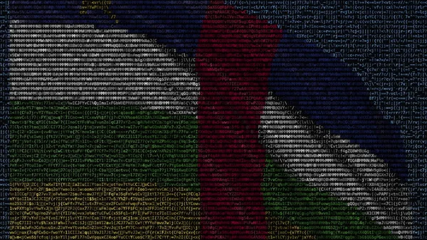 Bandeira ondulada da República Centro-Africana feita de símbolos de texto em uma tela de computador. Renderização 3D conceitual — Fotografia de Stock