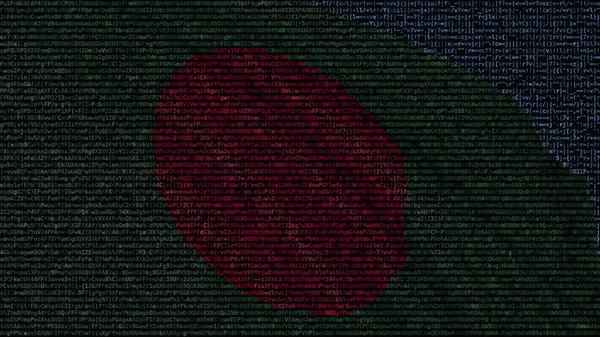 Waving flag of Bangladesh made of text symbols on a computer screen. Conceptual 3D rendering — Stock Photo, Image