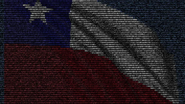 Waving flag of Chile made of text symbols on a computer screen. Conceptual 3D rendering — Stock Photo, Image