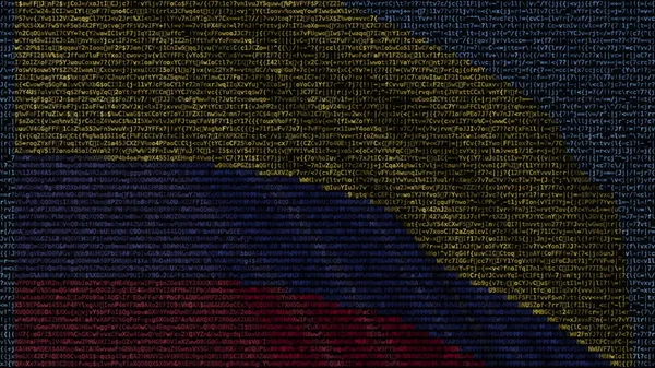 Viftande flagga i Colombia gjorde av textsymboler på en datorskärm. Konceptuell 3d-rendering — Stockfoto