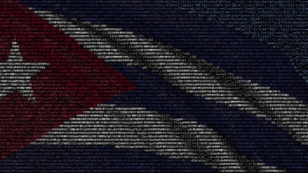 Розмахуючи прапором Куби зробив текстових символів на екрані комп'ютера. Концептуальна 3d-рендерінг — стокове фото