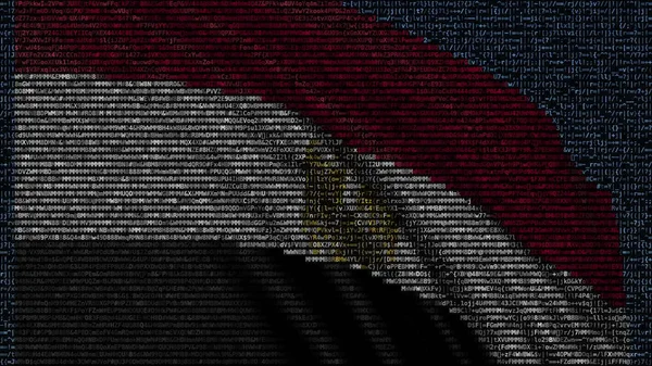 Flagge Ägyptens aus Textsymbolen auf einem Computerbildschirm schwenken. konzeptionelles 3D-Rendering — Stockfoto