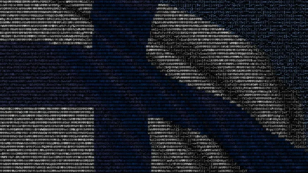 Bandera ondeante de Finlandia hecha de símbolos de texto en una pantalla de computadora. Renderizado 3D conceptual —  Fotos de Stock