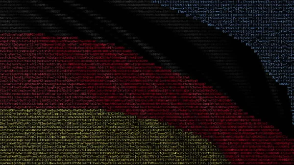 Waving flag of Germany made of text symbols on a computer screen. Conceptual 3D rendering — Stock Photo, Image