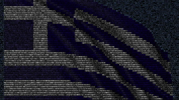 Waving flag of Greece made of text symbols on a computer screen. Conceptual 3D rendering — Stock Photo, Image