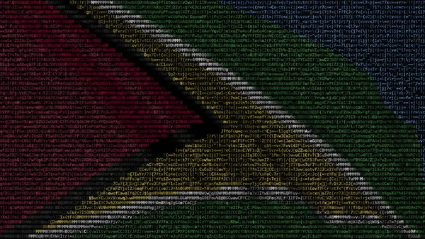 Ondeando la bandera de Guyana hecha de símbolos de texto en una pantalla de computadora. Renderizado 3D conceptual —  Fotos de Stock