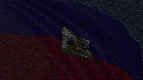 Размахивание флагом Гаити из текстовых символов на экране компьютера. Концептуальная 3D рендеринг — стоковое фото
