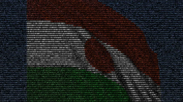 Bandeira ondulante do Níger feita de símbolos de texto em uma tela do computador. Renderização 3D conceitual — Fotografia de Stock