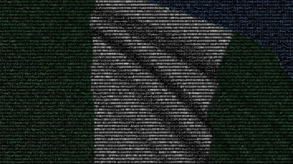 Vlag van Nigeria zwaaien gemaakt van tekstsymbolen op een computerscherm. Conceptuele 3D-rendering — Stockfoto