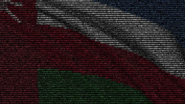 Флажок Омана, сделанный из текстовых символов на экране компьютера. Концептуальная 3D рендеринг — стоковое фото