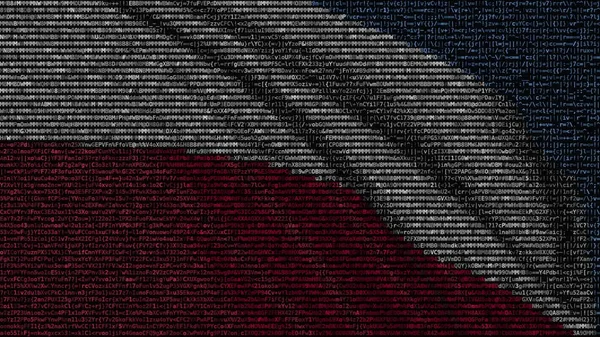 Vlag van Polen zwaaien gemaakt van tekstsymbolen op een computerscherm. Conceptuele 3D-rendering — Stockfoto